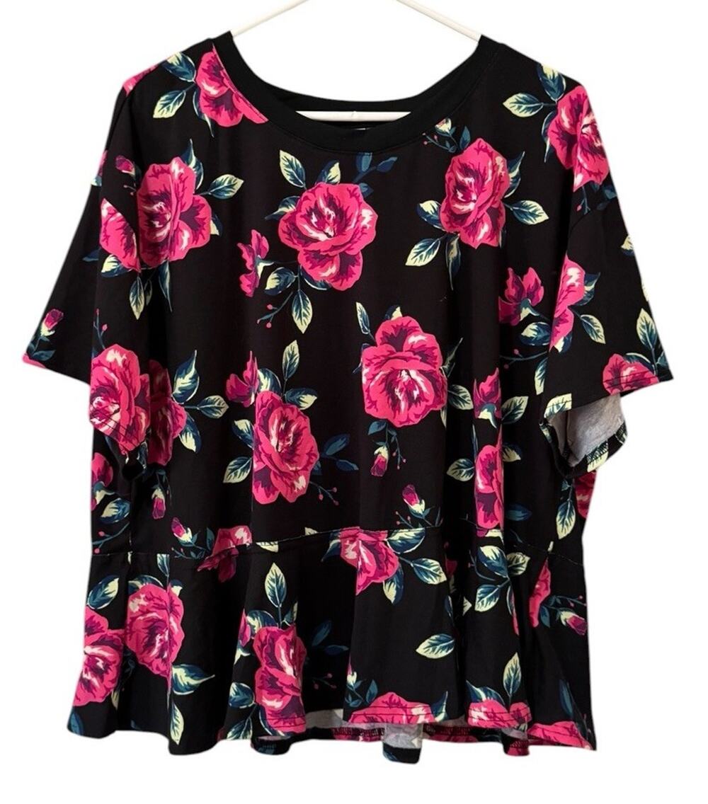 LulaRoe Women Short Sleeve T Shirt Size XL Floral Stretch Casual Cottagecore‎